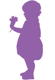 Silhouette of little girl with a flower